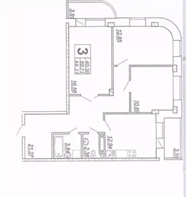 3-к кв. Чувашия, Чебоксары ул. Энергетиков, 6 (81.3 м) - Фото 2