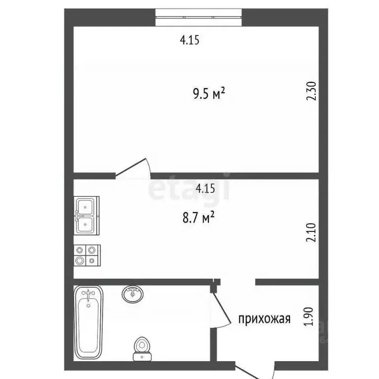 1-к кв. Московская область, Ленинский городской округ, д. Сапроново, ... - Фото 2