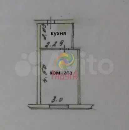 1-к. квартира, 18,2 м, 1/2 эт. - Фото 0