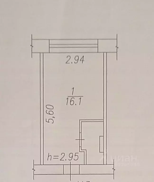 Студия Кемеровская область, Новокузнецк ул. 40 лет ВЛКСМ, 32 (16.1 м) - Фото 2