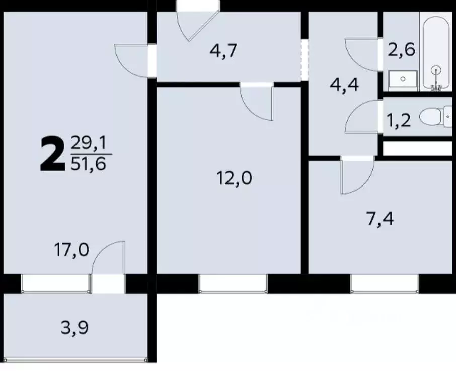 2-к кв. Псковская область, Псков Сиреневый бул., 17 (49.5 м) - Фото 0