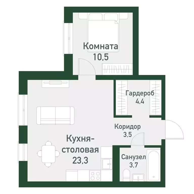1-комнатная квартира: посёлок Западный, микрорайон Привилегия (45.38 ... - Фото 0