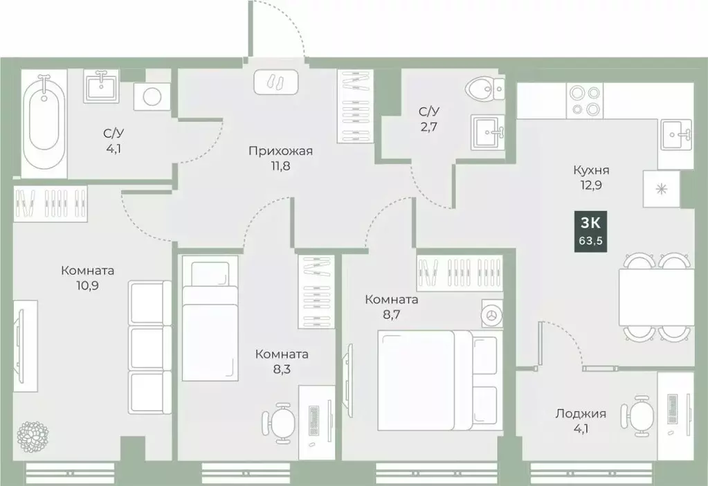 Свободной планировки кв. Курганская область, Курган Заозерный ... - Фото 1