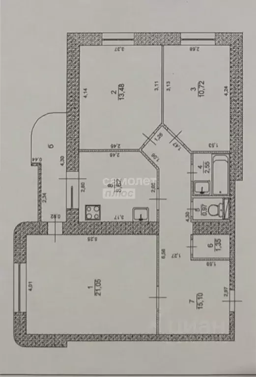 3-к кв. Ульяновская область, Ульяновск ул. Гагарина, 31/2А (73.8 м) - Фото 2