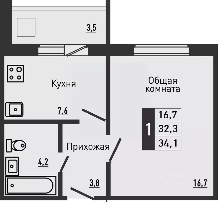 1-к кв. Орловская область, Орловский район, д. Жилина ул. Садовая, 2к1 ... - Фото 0