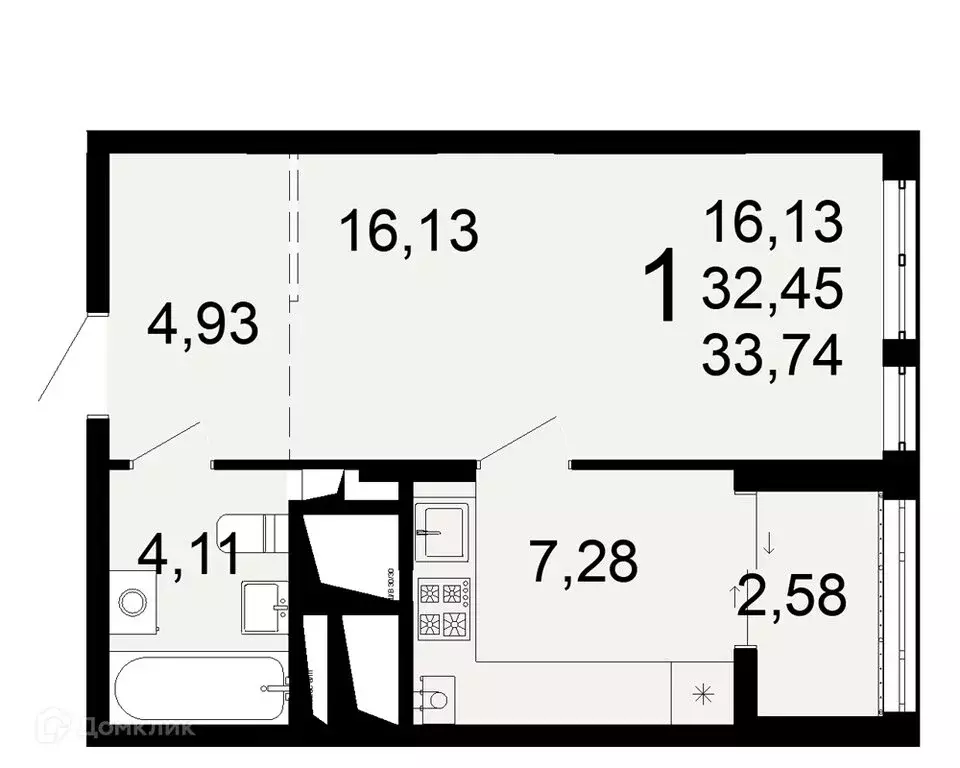 1-комнатная квартира: Рязань, Льговская улица, 10 (33.74 м) - Фото 0