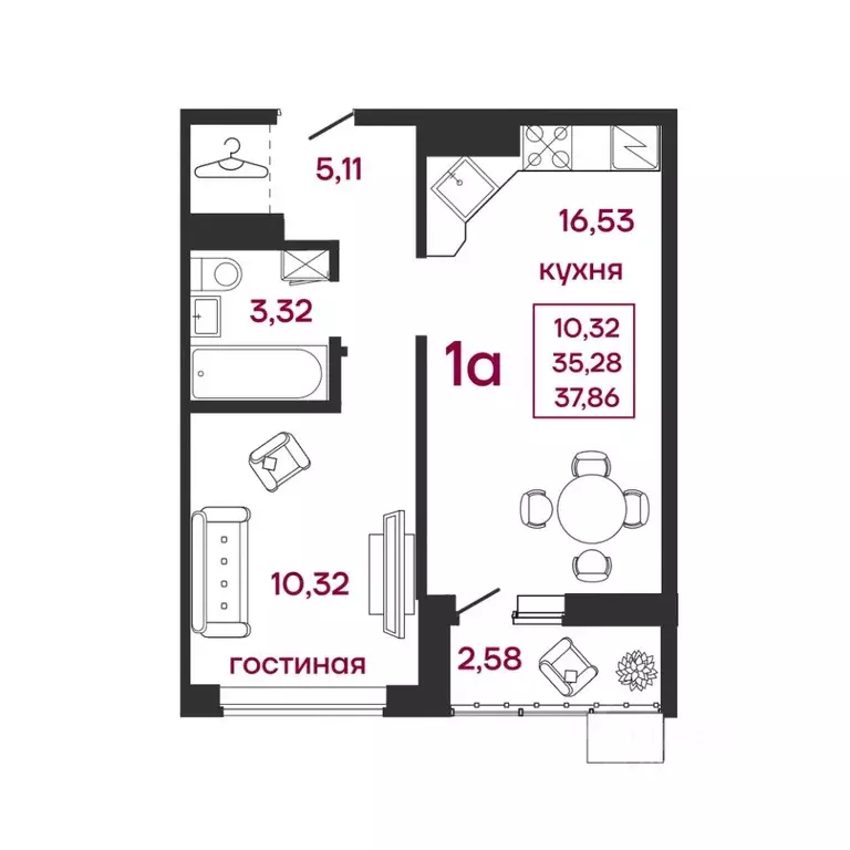 1-к кв. Пензенская область, Пенза ул. Баталина, 31 (37.86 м) - Фото 0