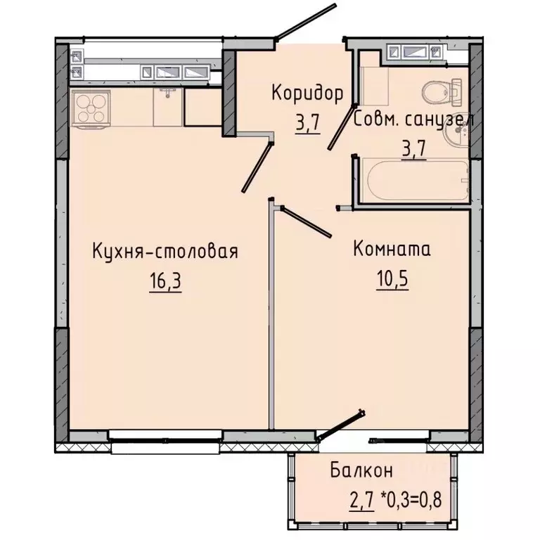 1-к кв. Удмуртия, Ижевск Камбарская ул., 94к2 (34.88 м) - Фото 0