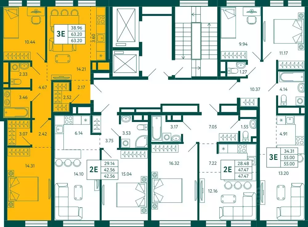 2-к кв. Башкортостан, Уфа ул. Авроры, 18к1 (63.2 м) - Фото 2