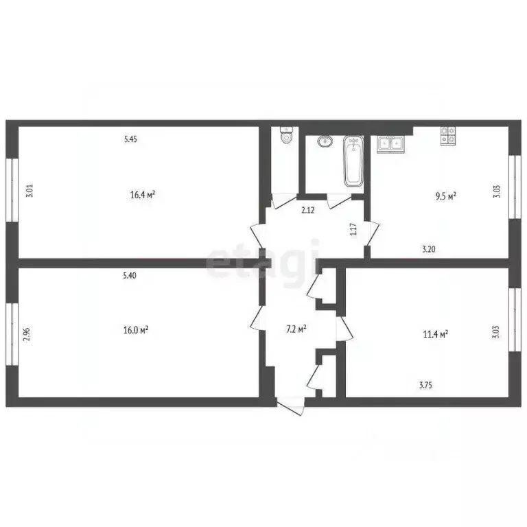 3-к кв. Псковская область, Дедовичи рп ул. Комсомольская, 22А (64.8 м) - Фото 0