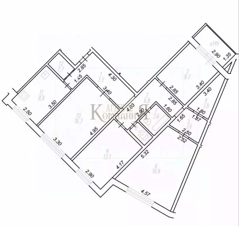 4-к кв. Рязанская область, Рязань ул. Новоселов, 58 (92.9 м) - Фото 1