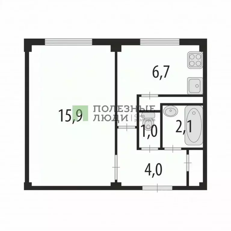 Квартира, 1 комната, 30.3 м - Фото 0