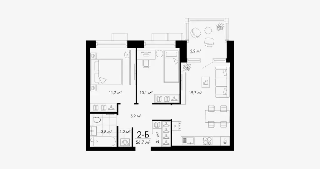 2-к кв. Астраханская область, Астрахань ул. Бехтерева, 2Б (56.7 м) - Фото 1