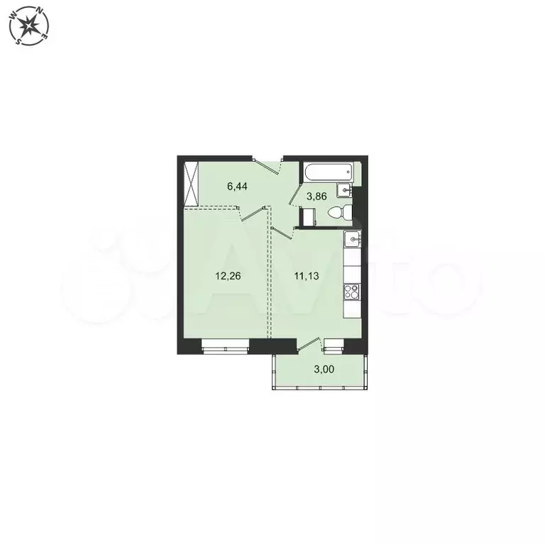 1-к. квартира, 36,7 м, 4/5 эт. - Фото 0
