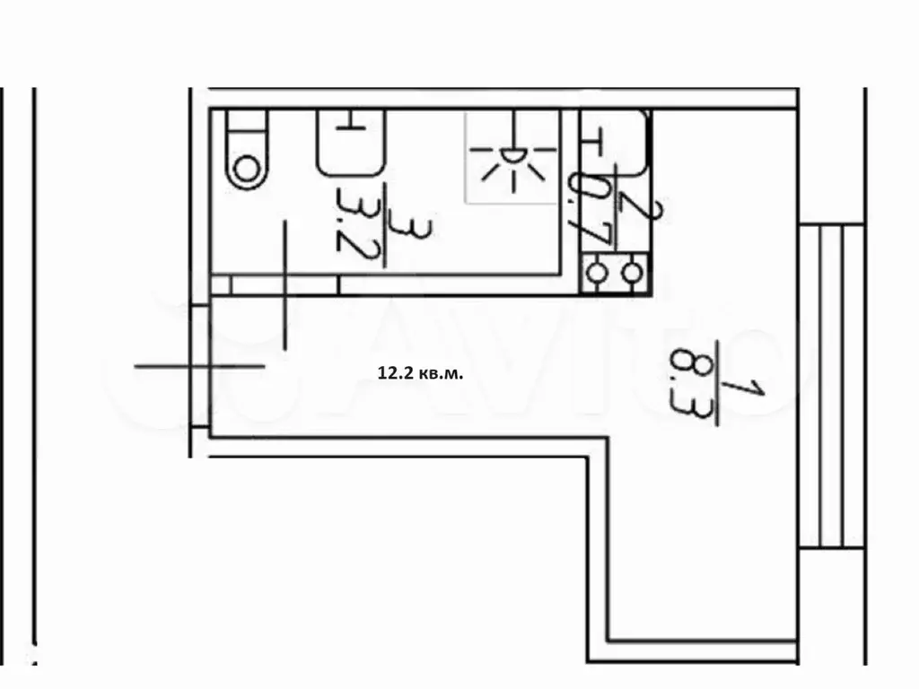 Квартира-студия, 12,2 м, 1/9 эт. - Фото 0