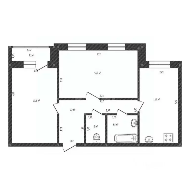 2-к кв. Башкортостан, Уфа бул. Назара Наджми, 19 (57.0 м) - Фото 2