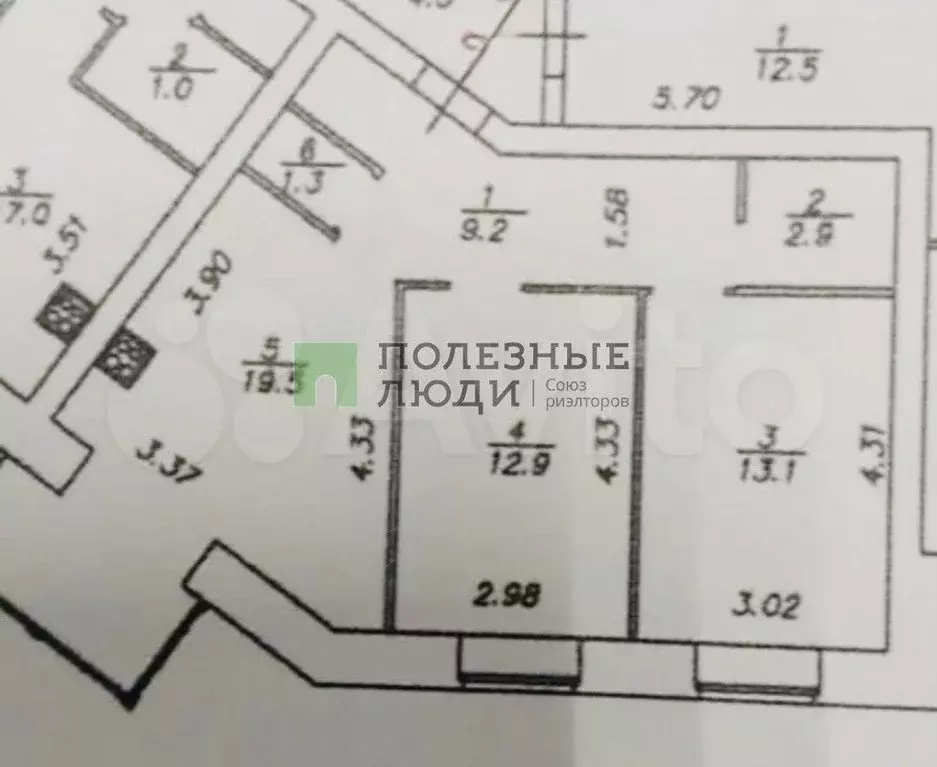 3-к. квартира, 58,9 м, 2/5 эт. - Фото 0
