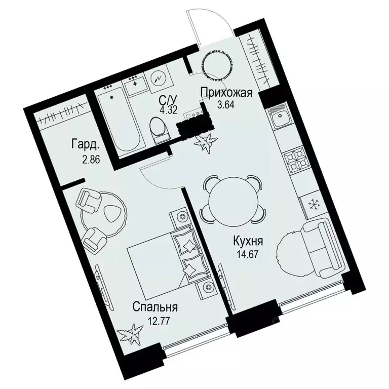 1-к кв. Санкт-Петербург ул. Профессора Попова, 38 (38.26 м) - Фото 0