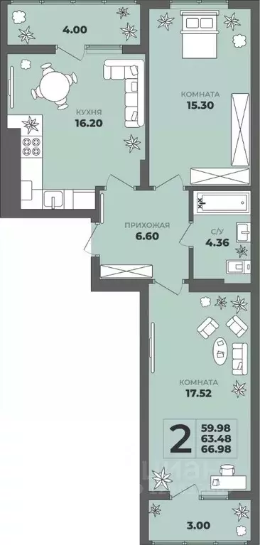2-к кв. Калининградская область, Калининград ул. Генерала Толстикова, ... - Фото 1