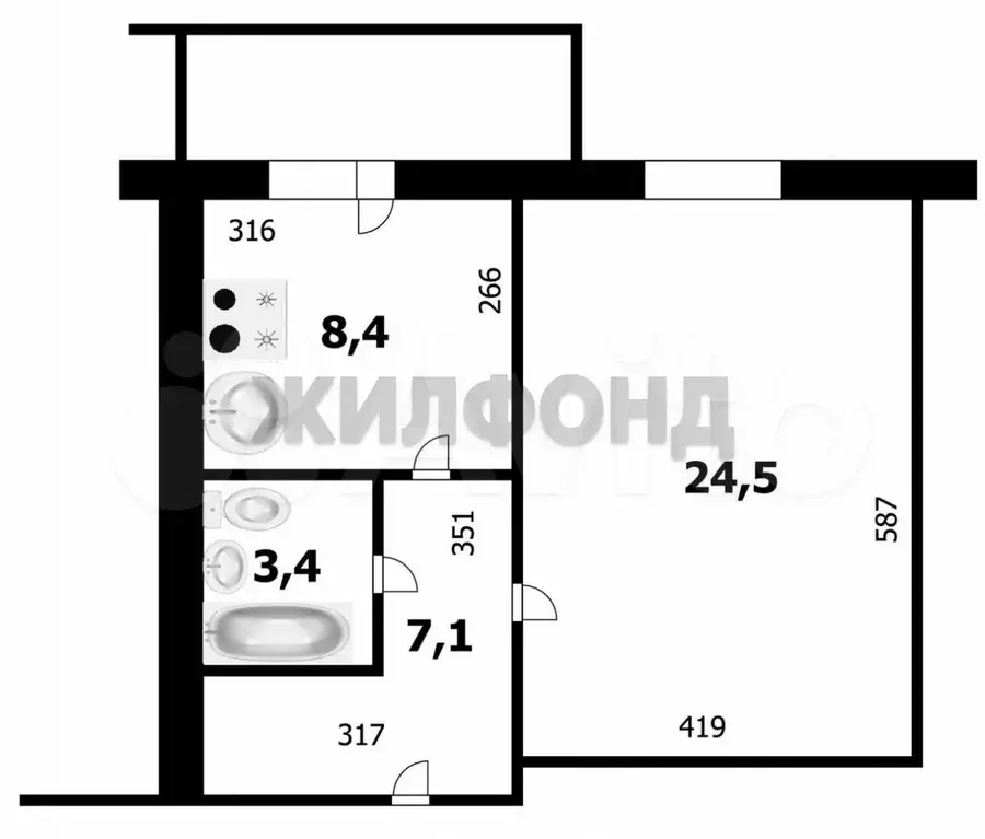 1-к. квартира, 43,2 м, 6/17 эт. - Фото 0