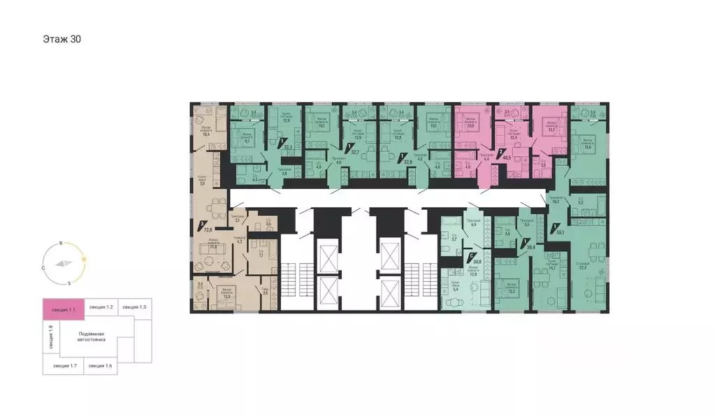 2-к кв. Свердловская область, Екатеринбург Вторчермет жилрайон,  (48.5 ... - Фото 2