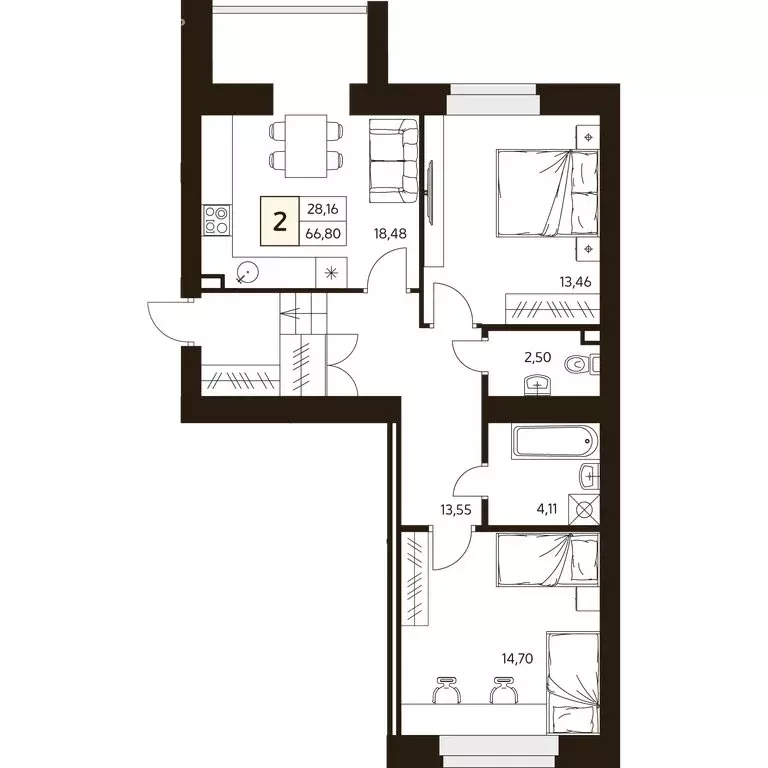 2-комнатная квартира: Уфа, улица Ахметова, 296/2 (67 м) - Фото 1