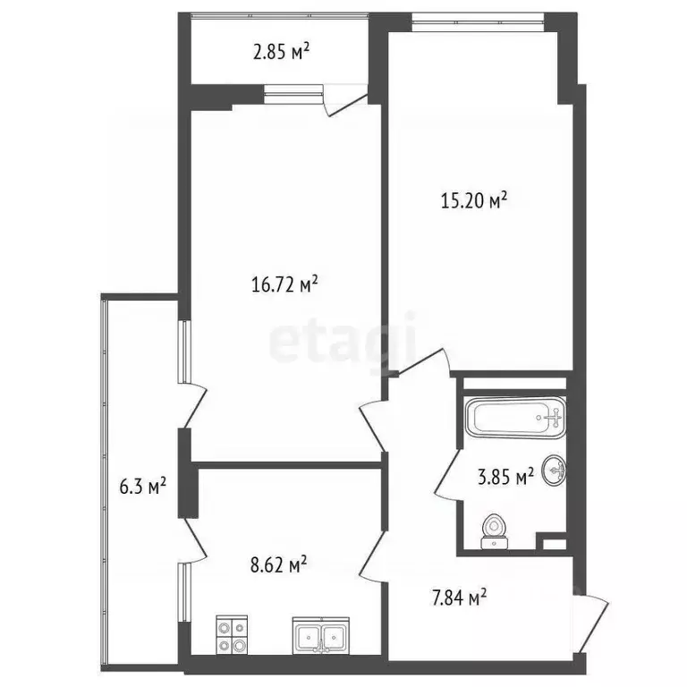 2-к кв. Севастополь Гагаринский муниципальный округ, ул. Военных ... - Фото 2