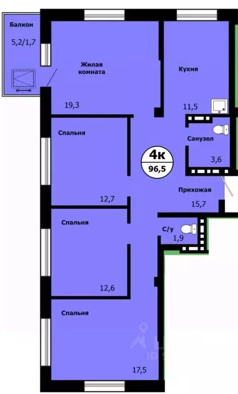 4-к кв. Красноярский край, Красноярск ул. Лесников, 49 (94.5 м) - Фото 0