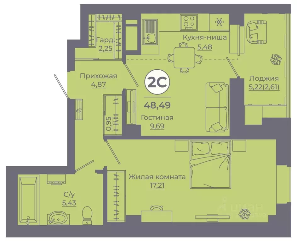 2-к кв. Ростовская область, Ростов-на-Дону просп. Солженицына, 25 ... - Фото 0