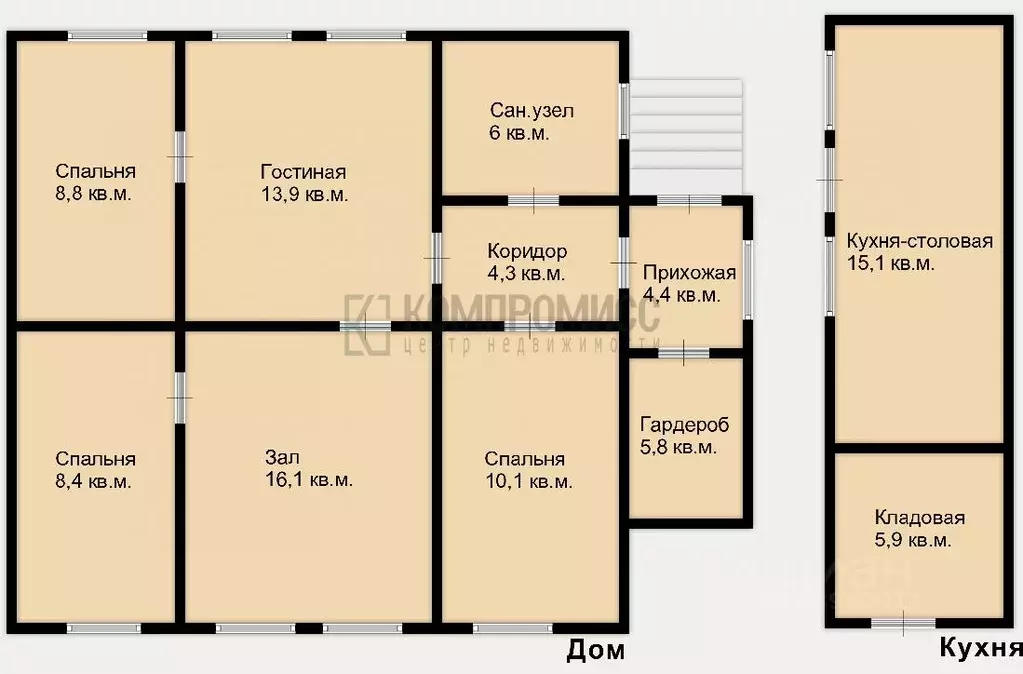 Дом в Краснодарский край, Абинск ул. Чехова, 8 (77 м) - Фото 2