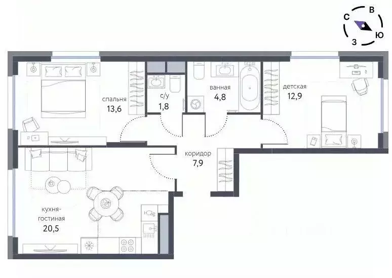 3-к кв. Москва Тагильская ул., 2к1 (62.0 м) - Фото 2