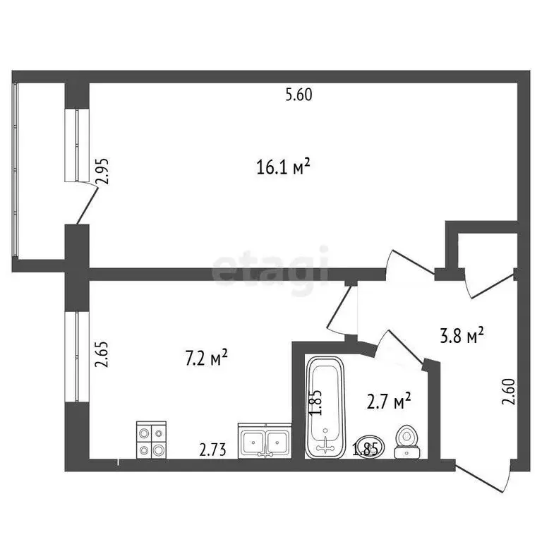 1-комнатная квартира: Льговское, улица Маяковского, 22 (30.1 м) - Фото 1