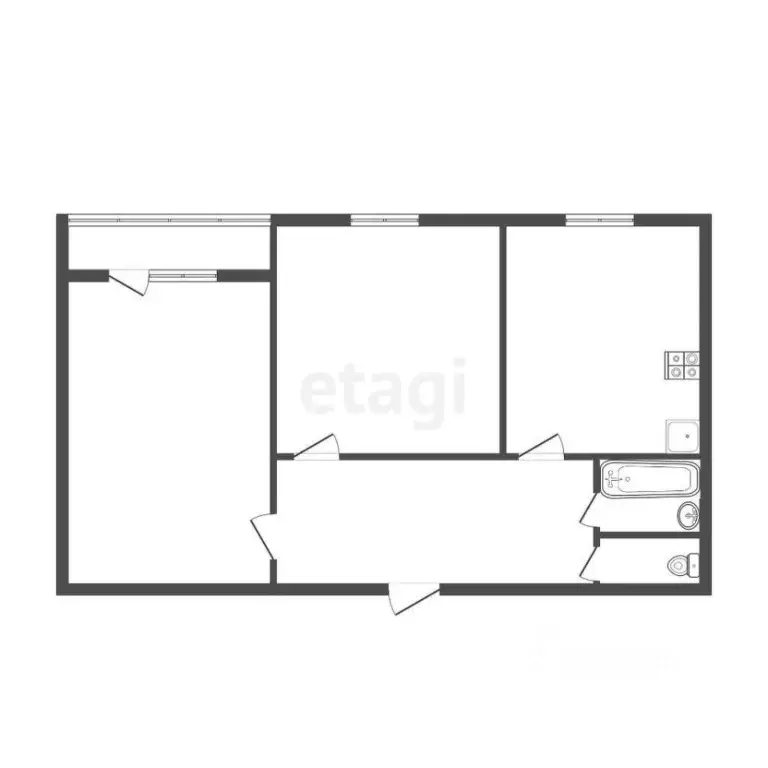 2-к кв. Тульская область, Тула ул. Кауля, 31 (51.2 м) - Фото 2