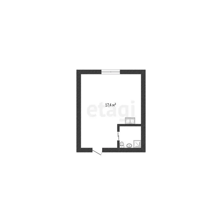 1к в -комнатной квартире (17.4 м) - Фото 1