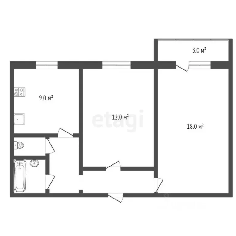 2-к кв. Смоленская область, Смоленск ул. Кирова, 29А (42.0 м) - Фото 2