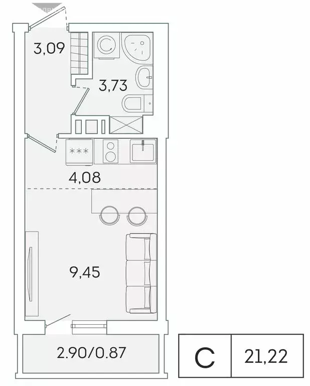 Квартира-студия: Мурино, Екатерининская улица, 11 (20.4 м) - Фото 0
