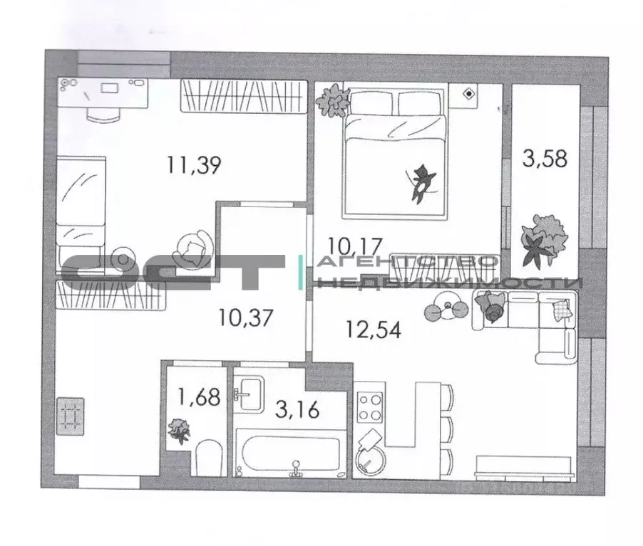 2-к кв. Тульская область, Тула ул. Самоварная, 10 (48.6 м) - Фото 2