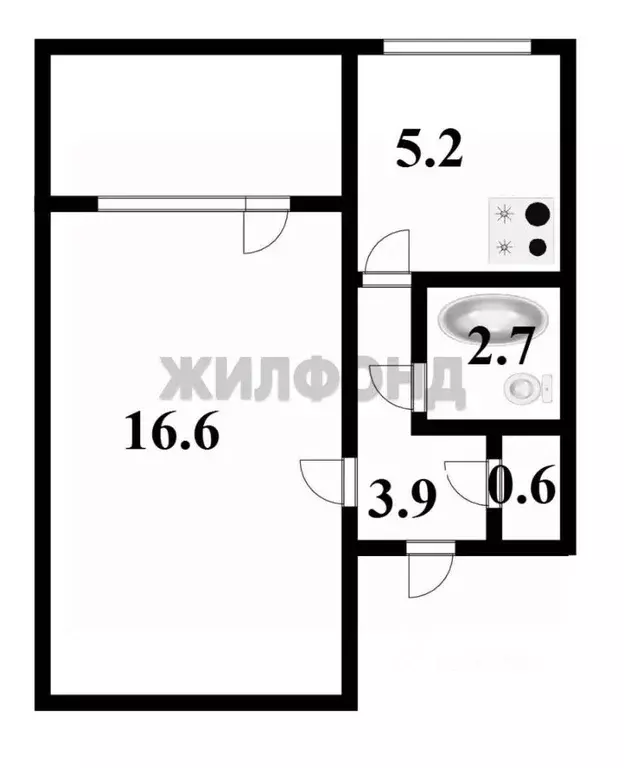 1-к кв. Новосибирская область, Новосибирск ул. Доватора, 25 (29.0 м) - Фото 0