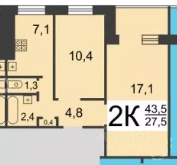 2-к кв. Нижегородская область, Нижний Новгород Южное ш., 21 (43.5 м) - Фото 2