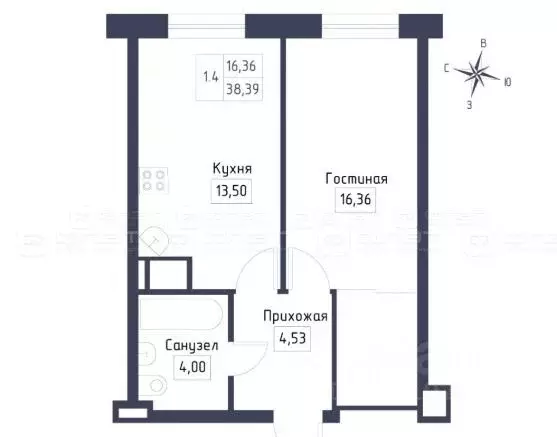 1-к кв. Татарстан, Казань ул. Рауиса Гареева (38.4 м) - Фото 0