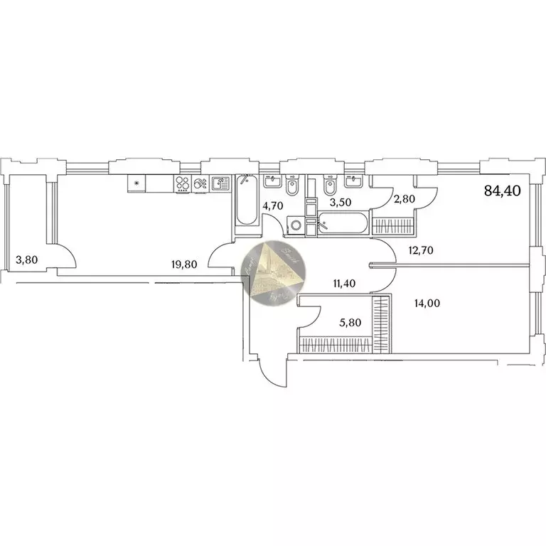 2-комнатная квартира: Санкт-Петербург, Планерная улица, 99 (84.4 м) - Фото 1