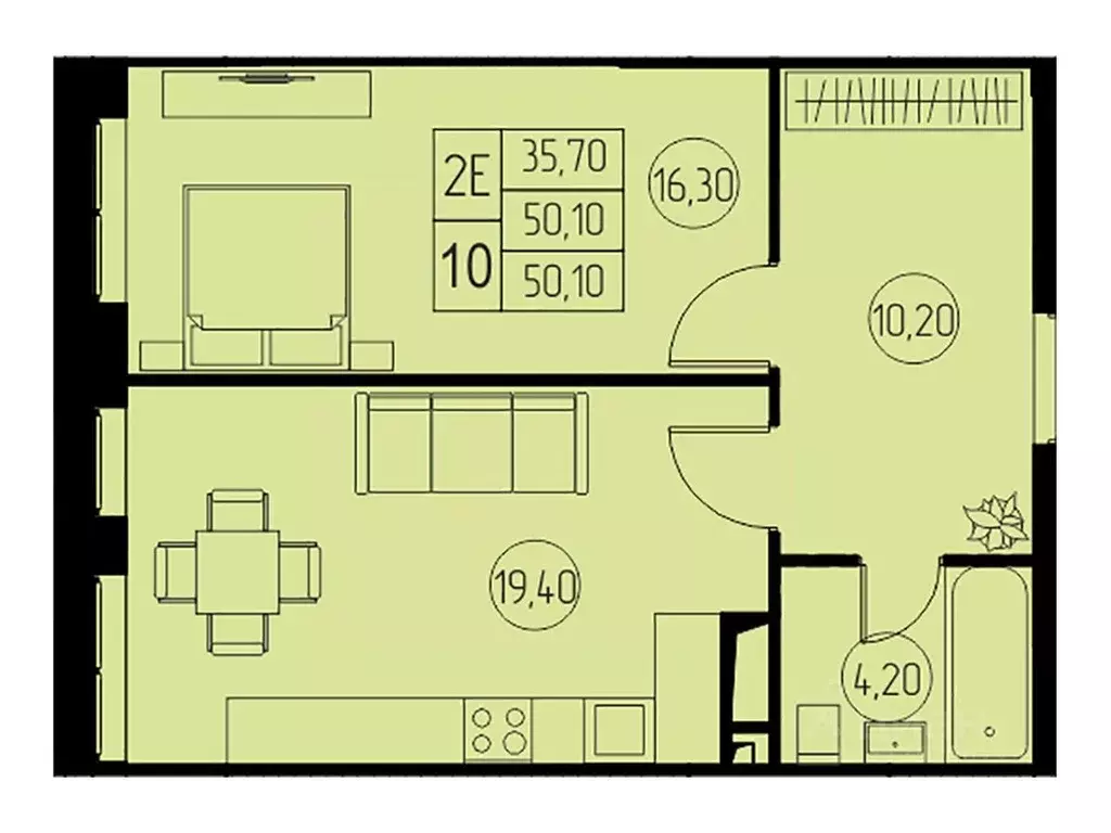 2-к кв. Московская область, Пушкино 31-й квартал жилой комплекс (50.1 ... - Фото 1