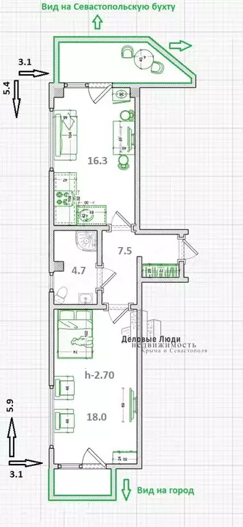 2-к. квартира, 50 м, 7/10 эт. - Фото 0