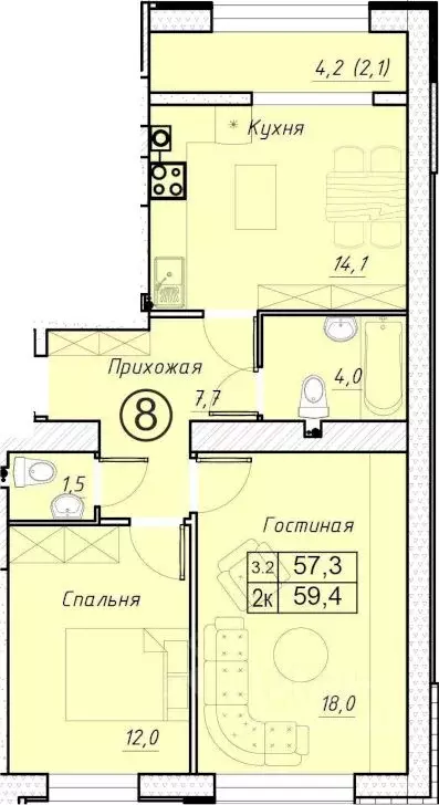 2-к кв. Ростовская область, Батайск ул. Олимпийское кольцо, 36к21 ... - Фото 0