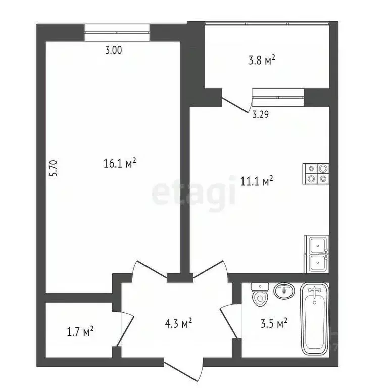 1-к кв. Смоленская область, Смоленск ул. 2-я Киевская, 18А (40.5 м) - Фото 1