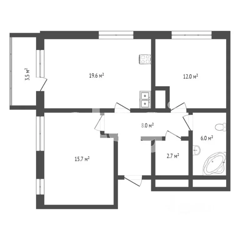 2-к кв. Тюменская область, Тюмень ул. Ю.-Р.Г. Эрвье, 32к1 (64.0 м) - Фото 1