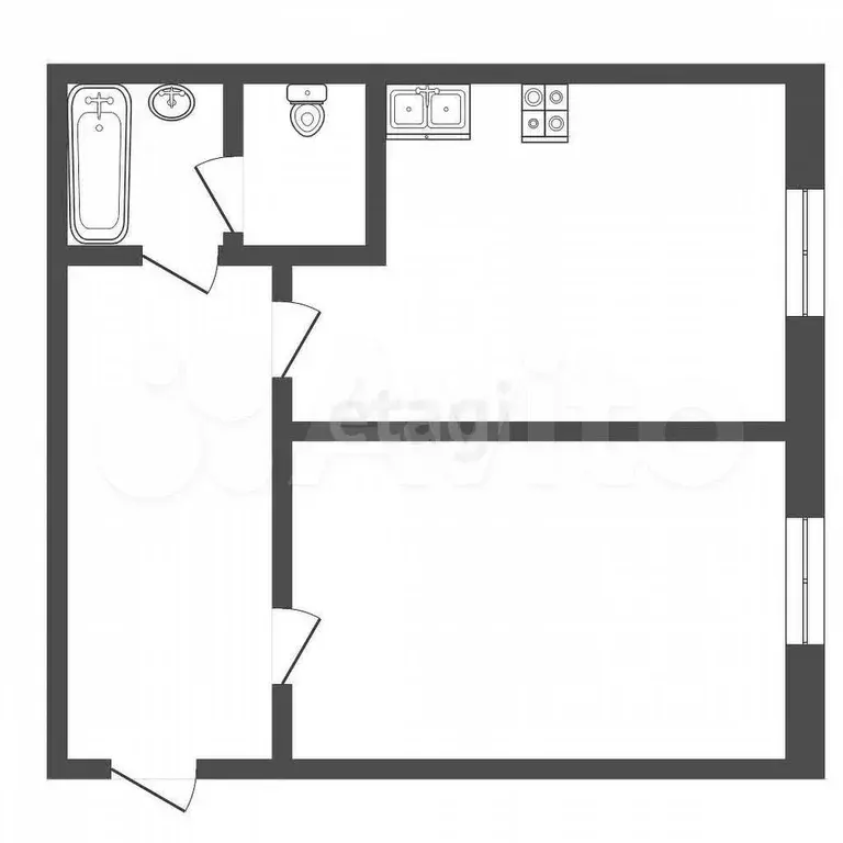2-к. квартира, 42 м, 5/9 эт. - Фото 1