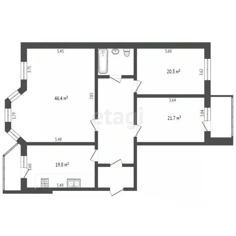 3-к кв. Ханты-Мансийский АО, Сургут Комсомольский просп., 13 (140.1 м) - Фото 2
