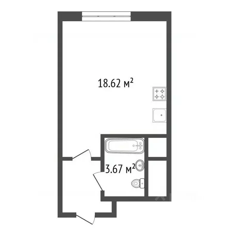 Студия Красноярский край, Красноярск ул. Шевченко, 1А (28.44 м) - Фото 2