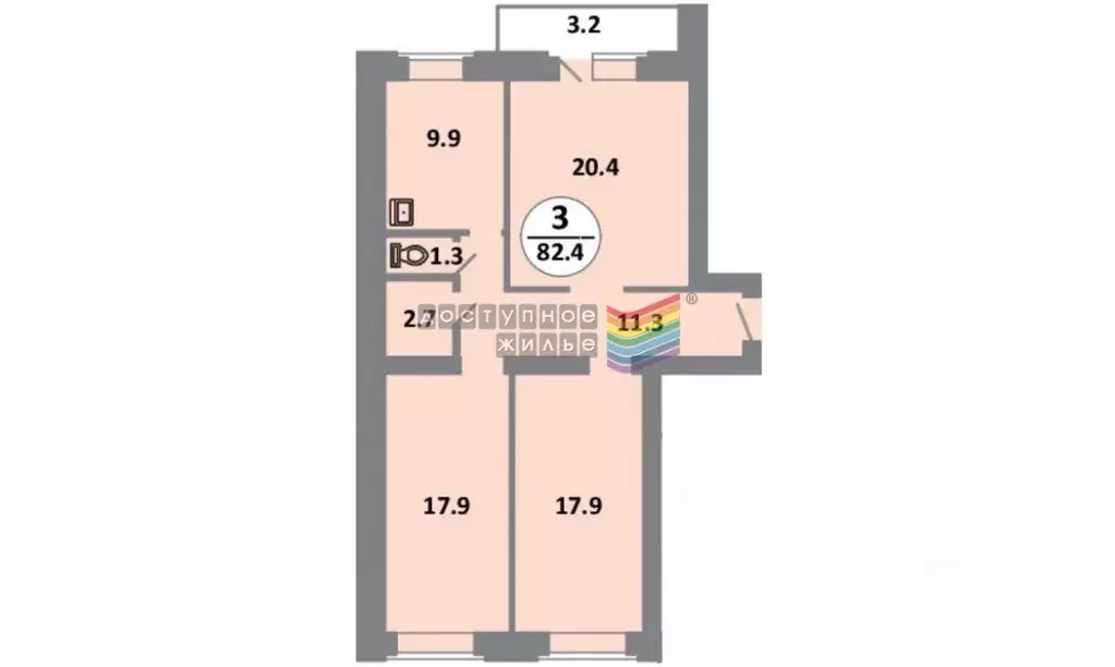 3-к кв. Красноярский край, Красноярск просп. 60 лет Образования СССР, ... - Фото 2